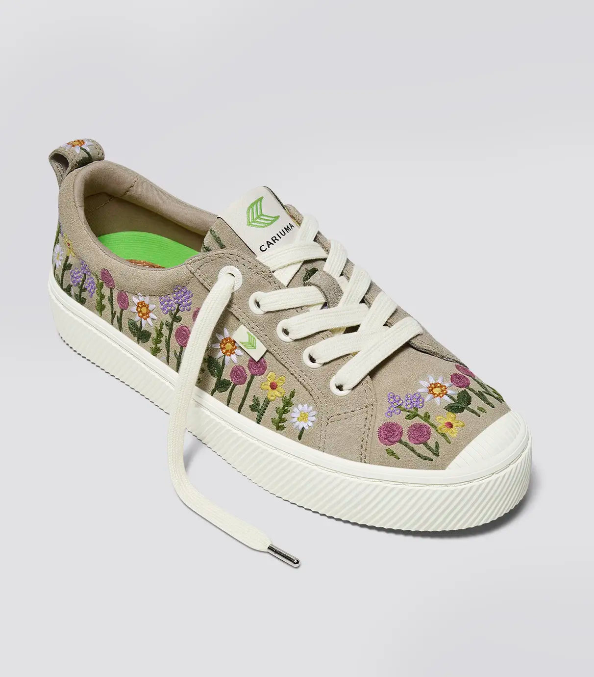OCA Low Sand Suede Embroidered Flowers Sneaker Women