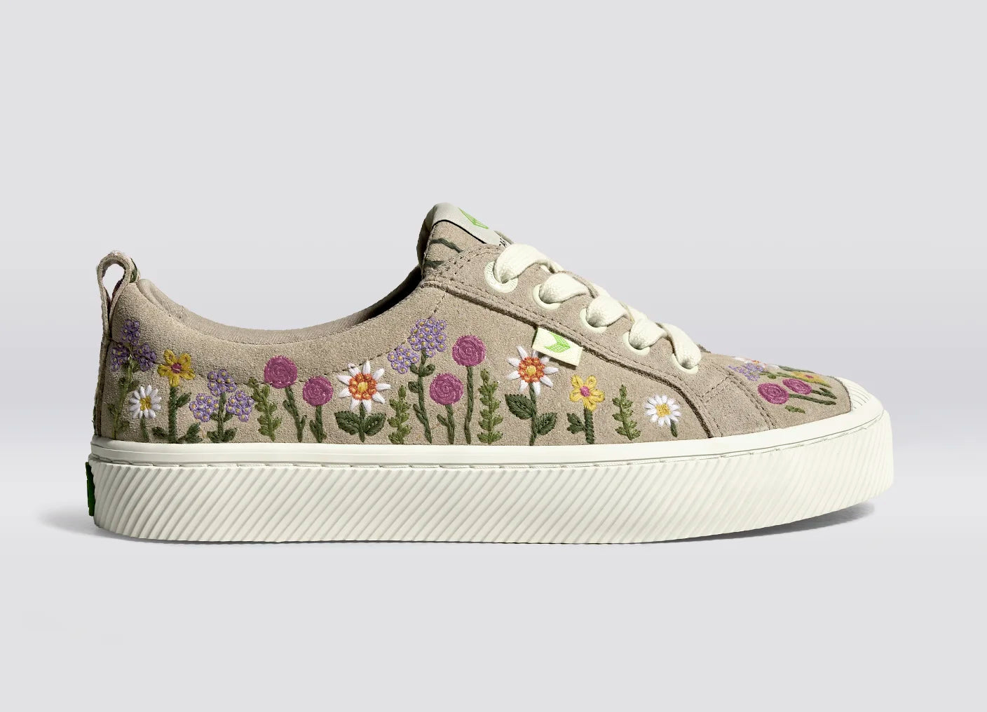 OCA Low Sand Suede Embroidered Flowers Sneaker Women