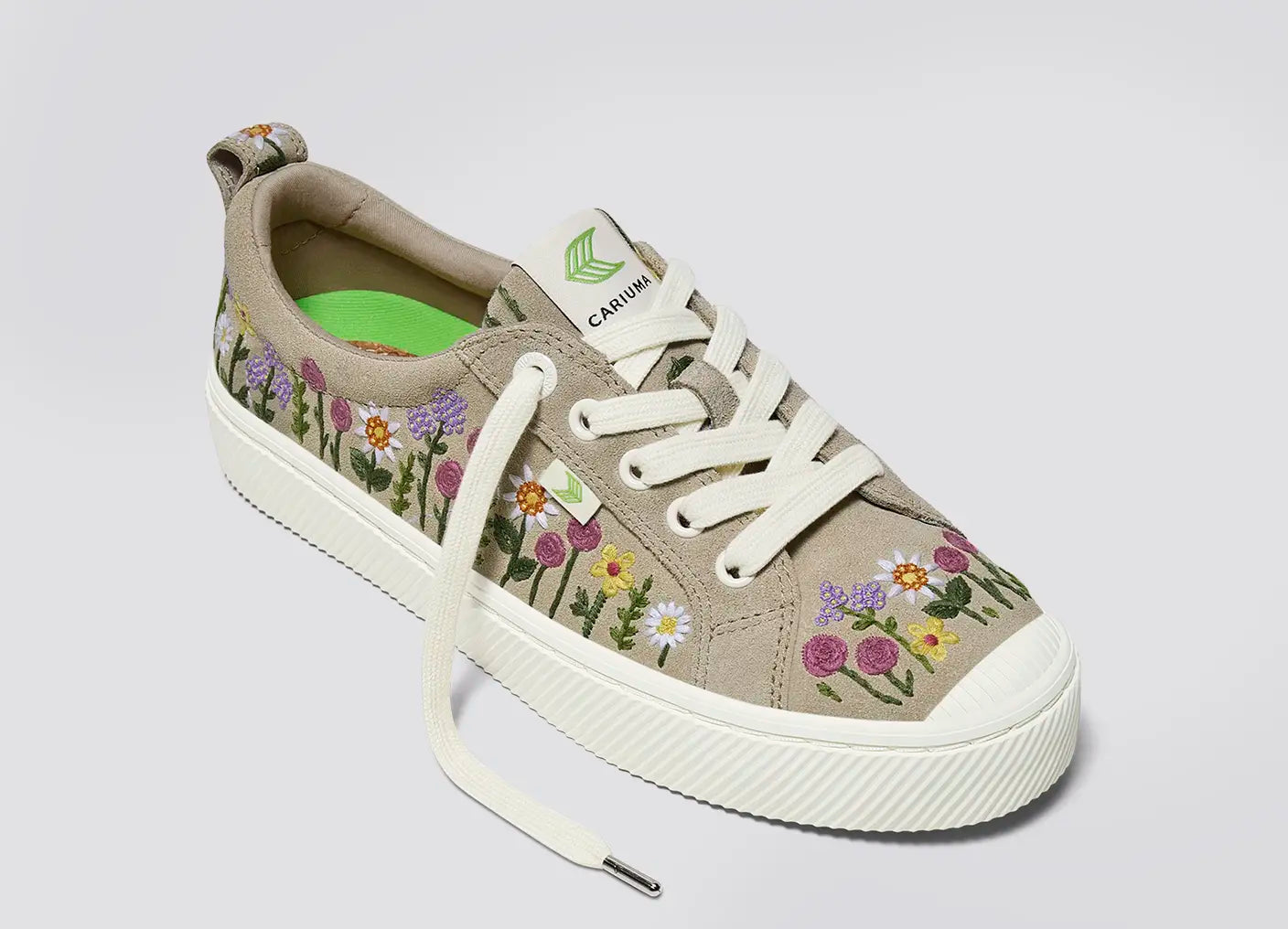 OCA Low Sand Suede Embroidered Flowers Sneaker Women