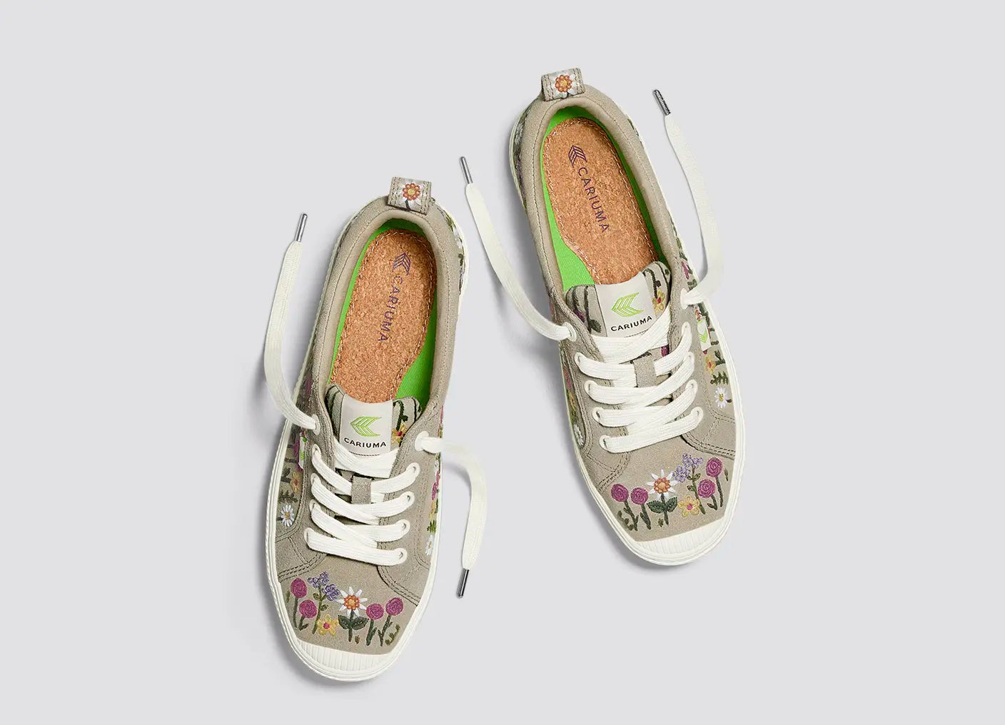 OCA Low Sand Suede Embroidered Flowers Sneaker Women