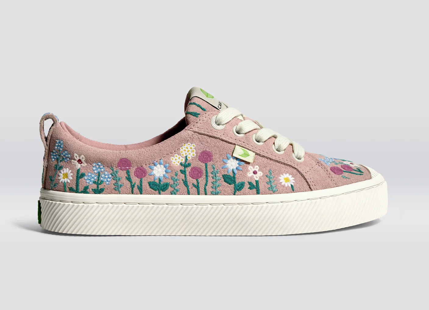OCA Low Rose Suede Embroidered Flowers Sneaker Women
