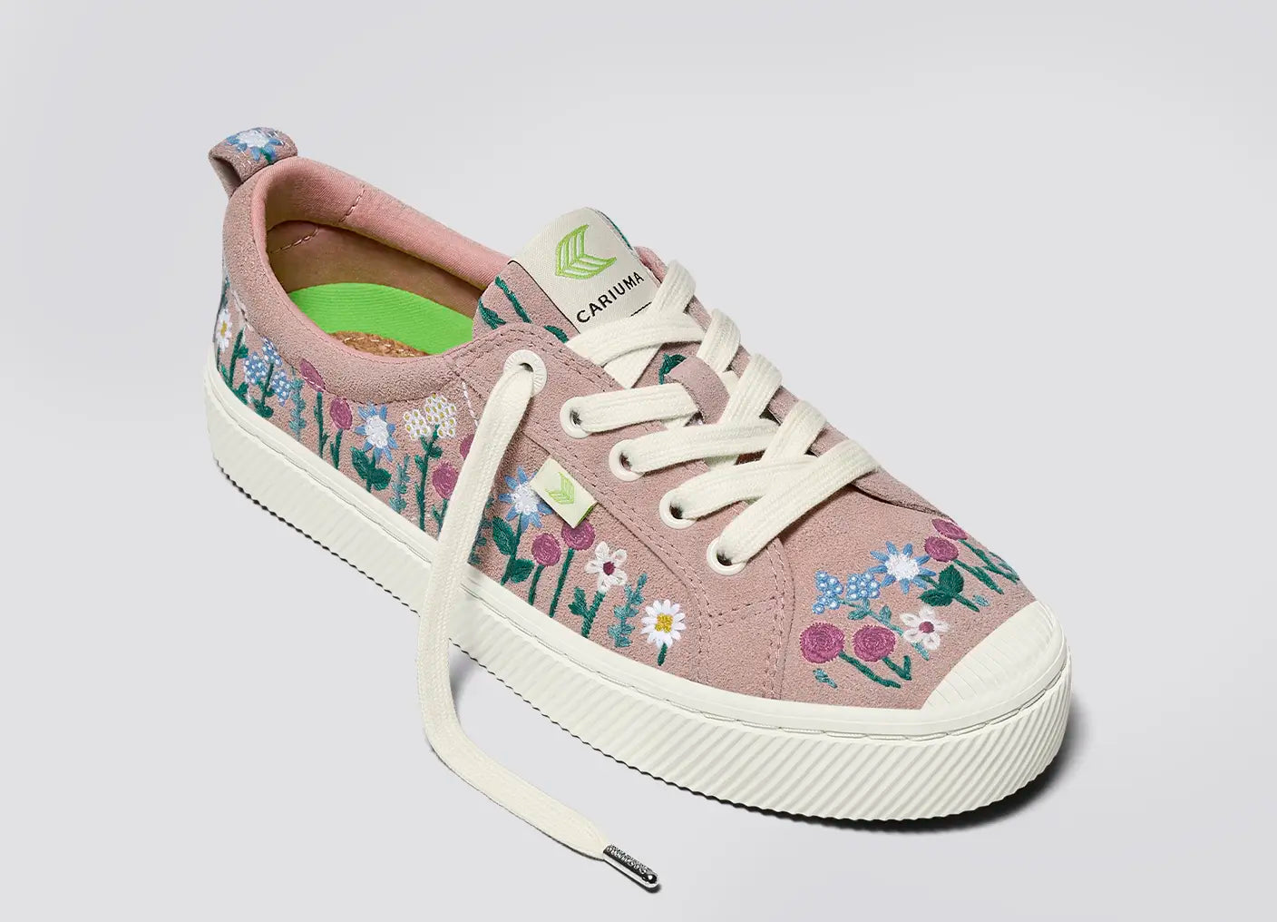 OCA Low Rose Suede Embroidered Flowers Sneaker Women