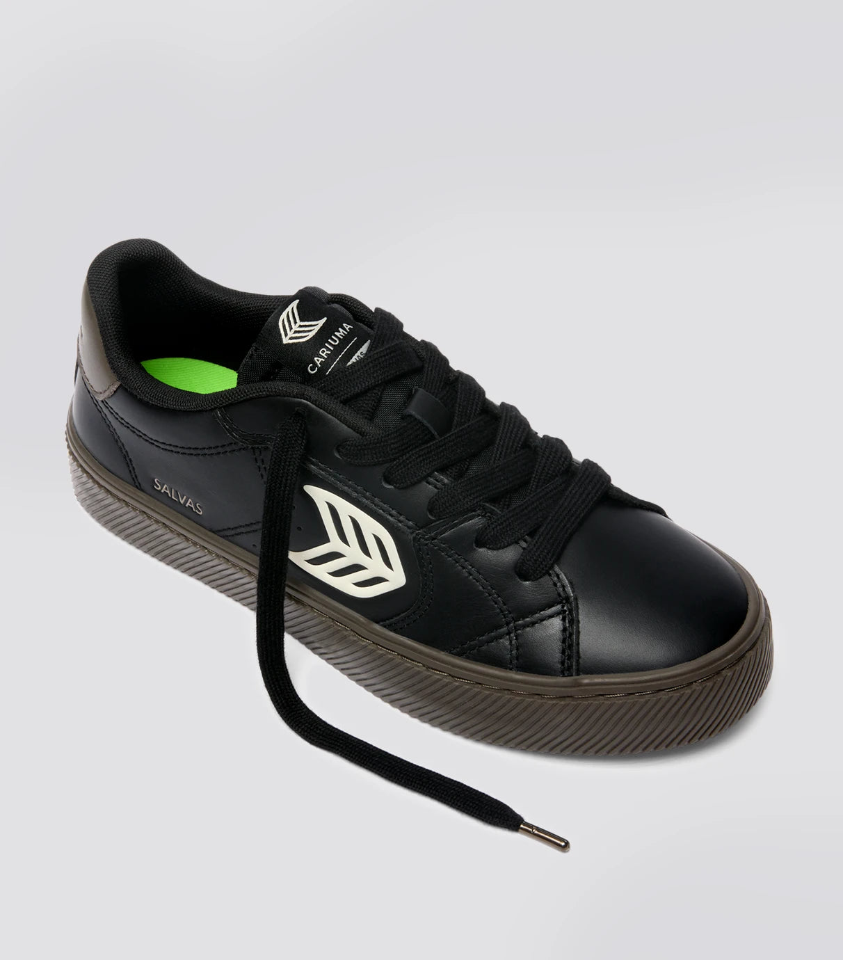 SALVAS Teak Black Leather Ivory Logo Sneaker Women