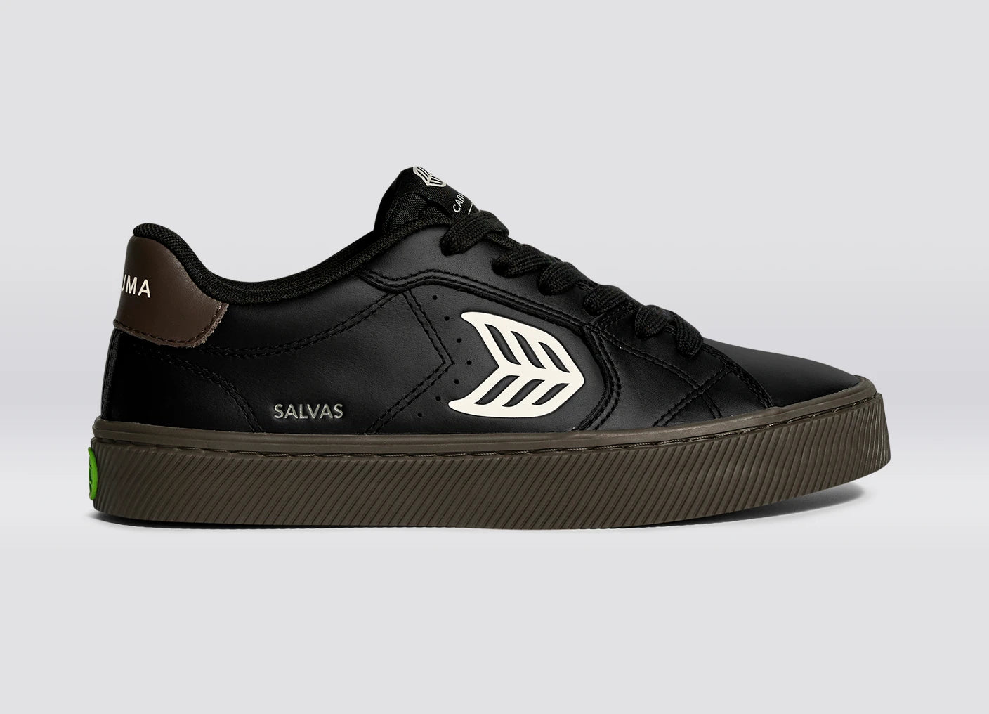 SALVAS Teak Black Leather Ivory Logo Sneaker Women