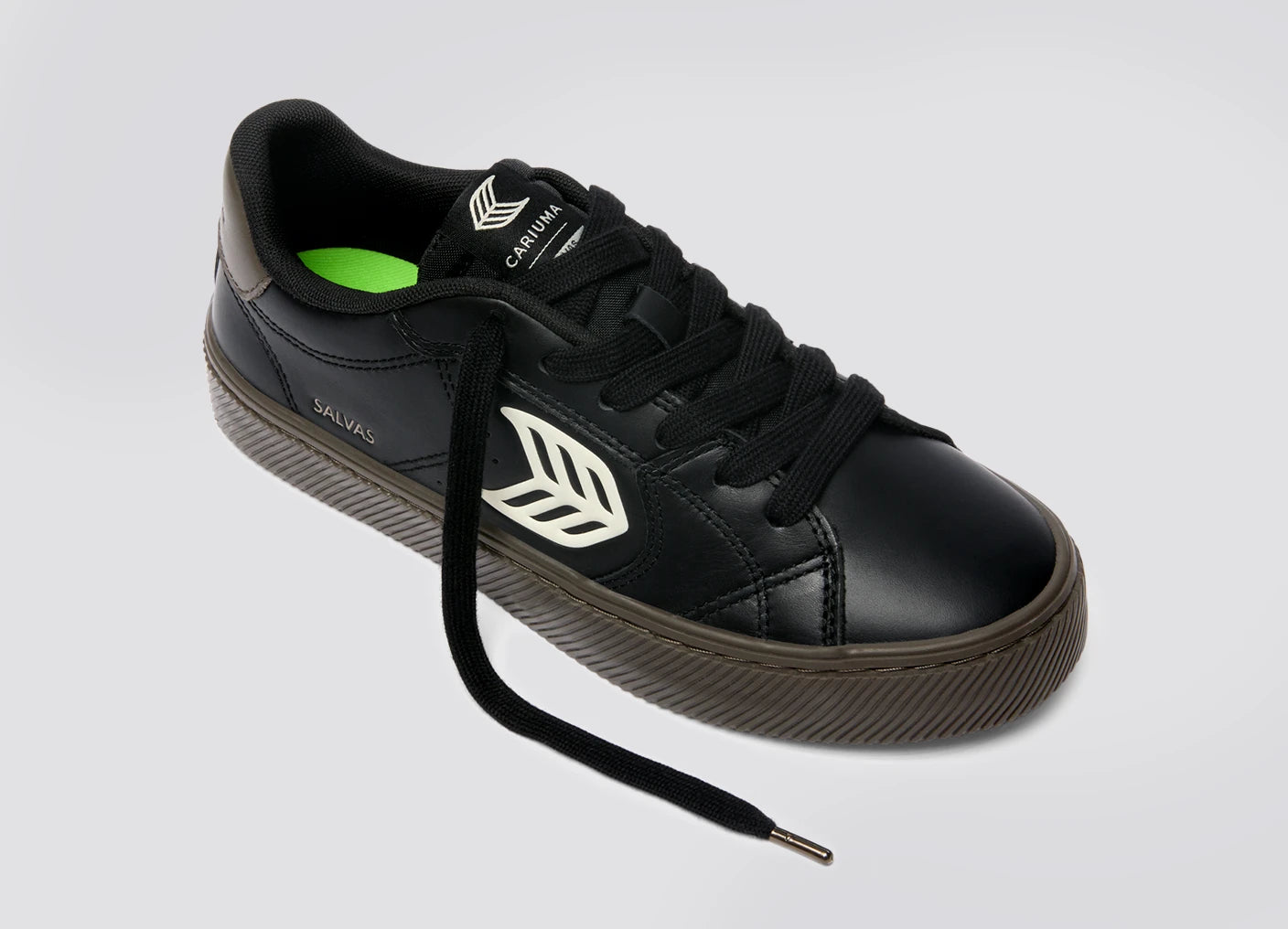 SALVAS Teak Black Leather Ivory Logo Sneaker Women
