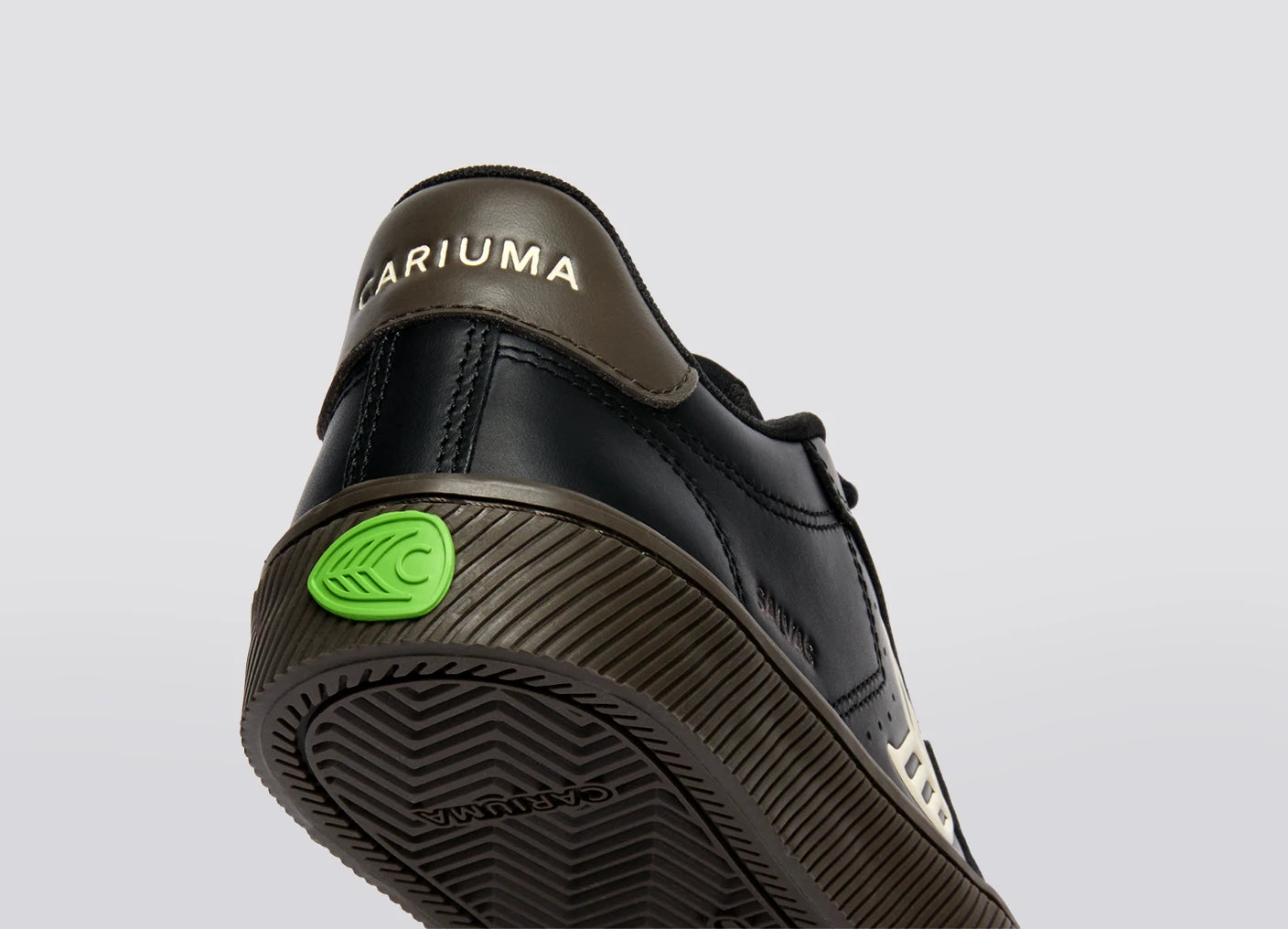 SALVAS Teak Black Leather Ivory Logo Sneaker Women