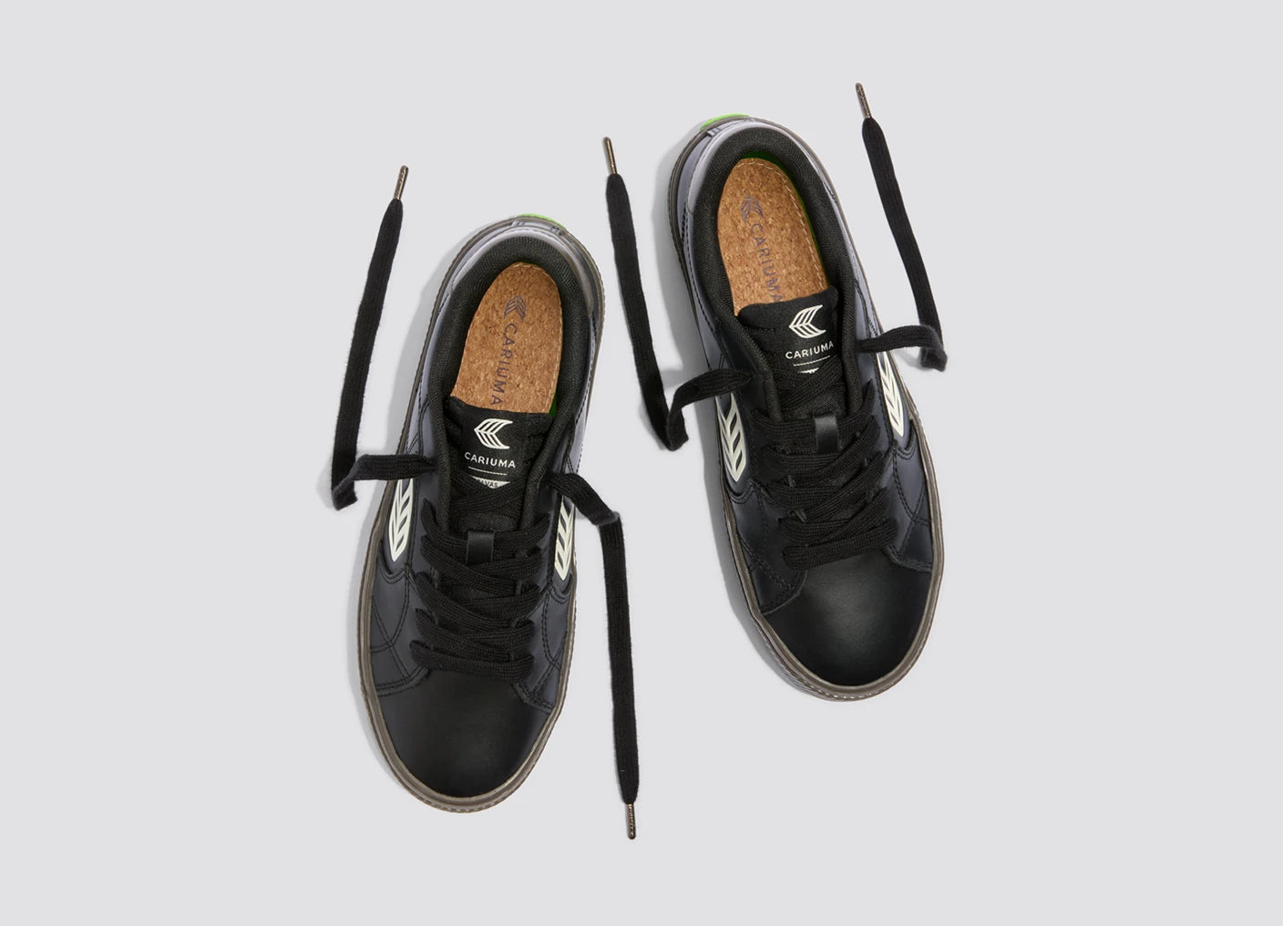 SALVAS Teak Black Leather Ivory Logo Sneaker Women