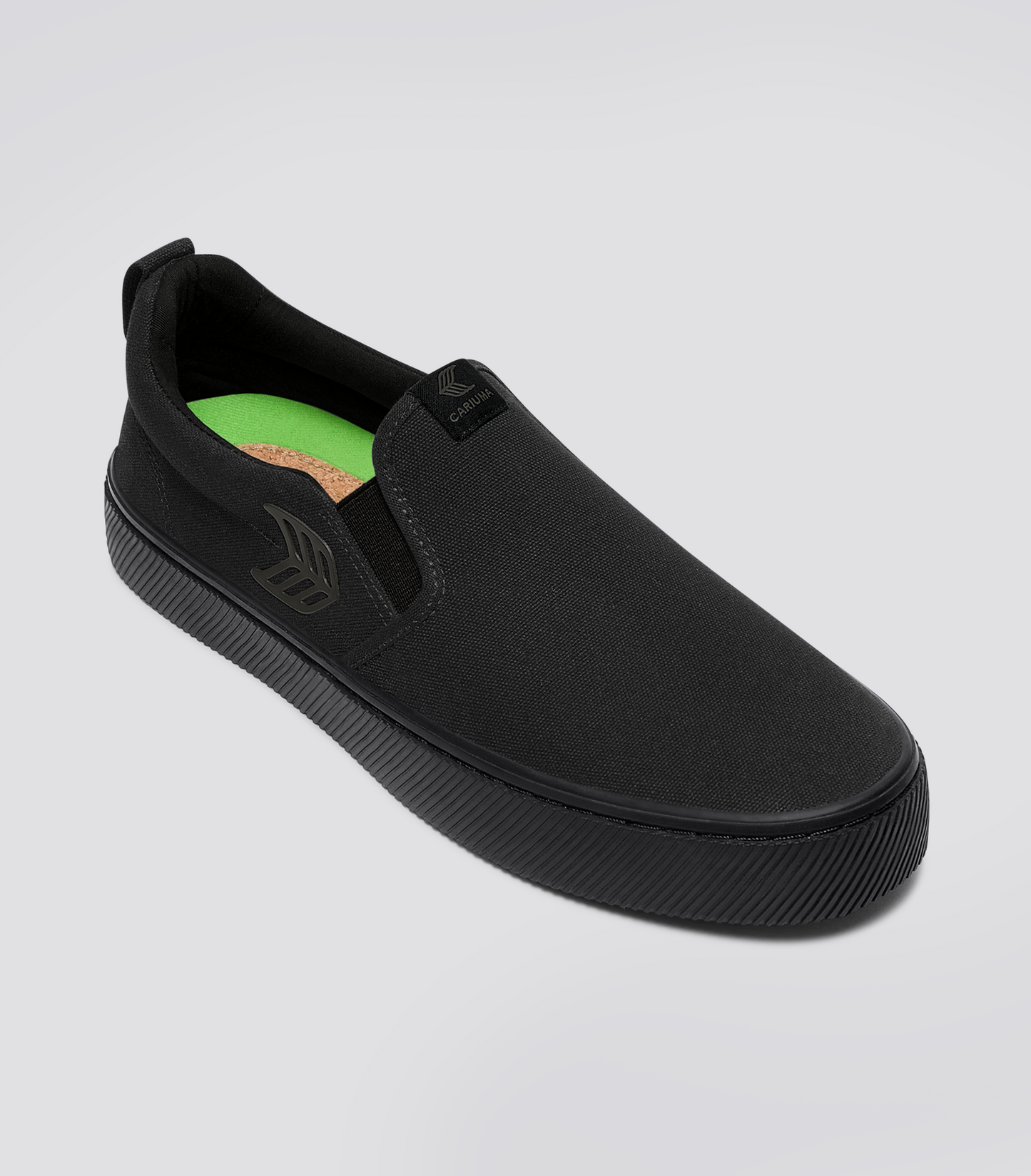 SLIP-ON All Black Canvas Ash Grey Logo Sneaker Men