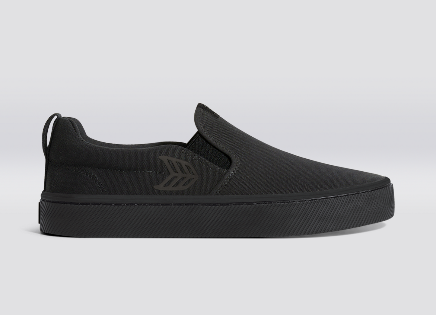 SLIP-ON All Black Canvas Ash Grey Logo Sneaker Men