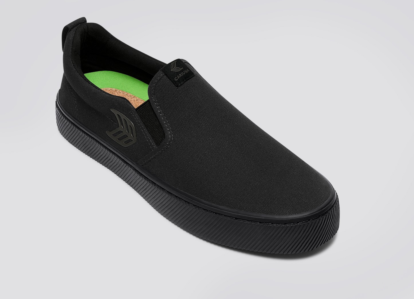 SLIP-ON All Black Canvas Ash Grey Logo Sneaker Men
