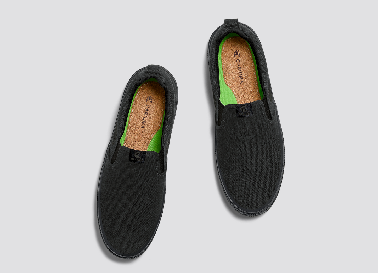 SLIP-ON All Black Canvas Ash Grey Logo Sneaker Men