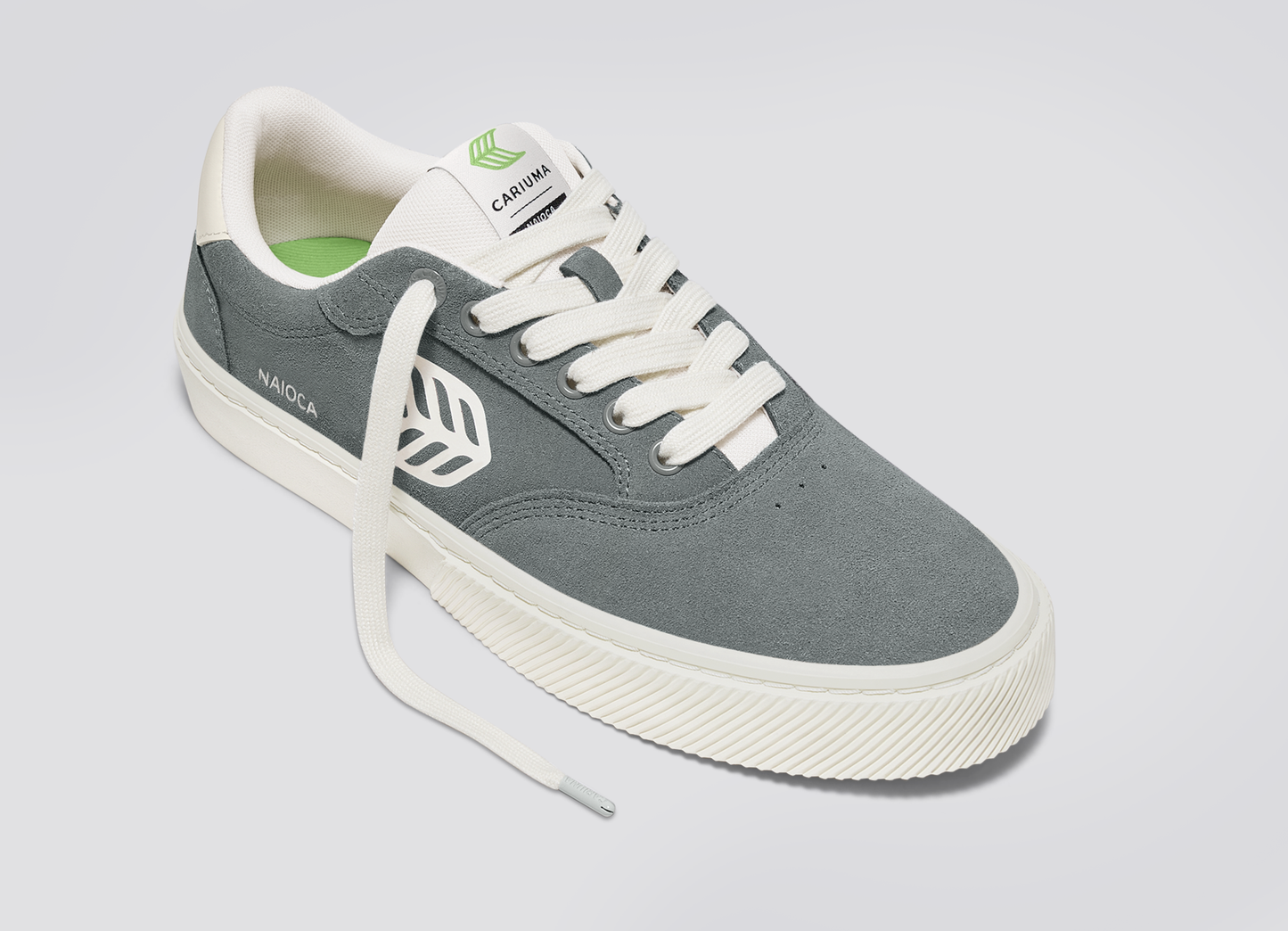 NAIOCA Charcoal Grey Suede Ivory Logo Sneaker Women