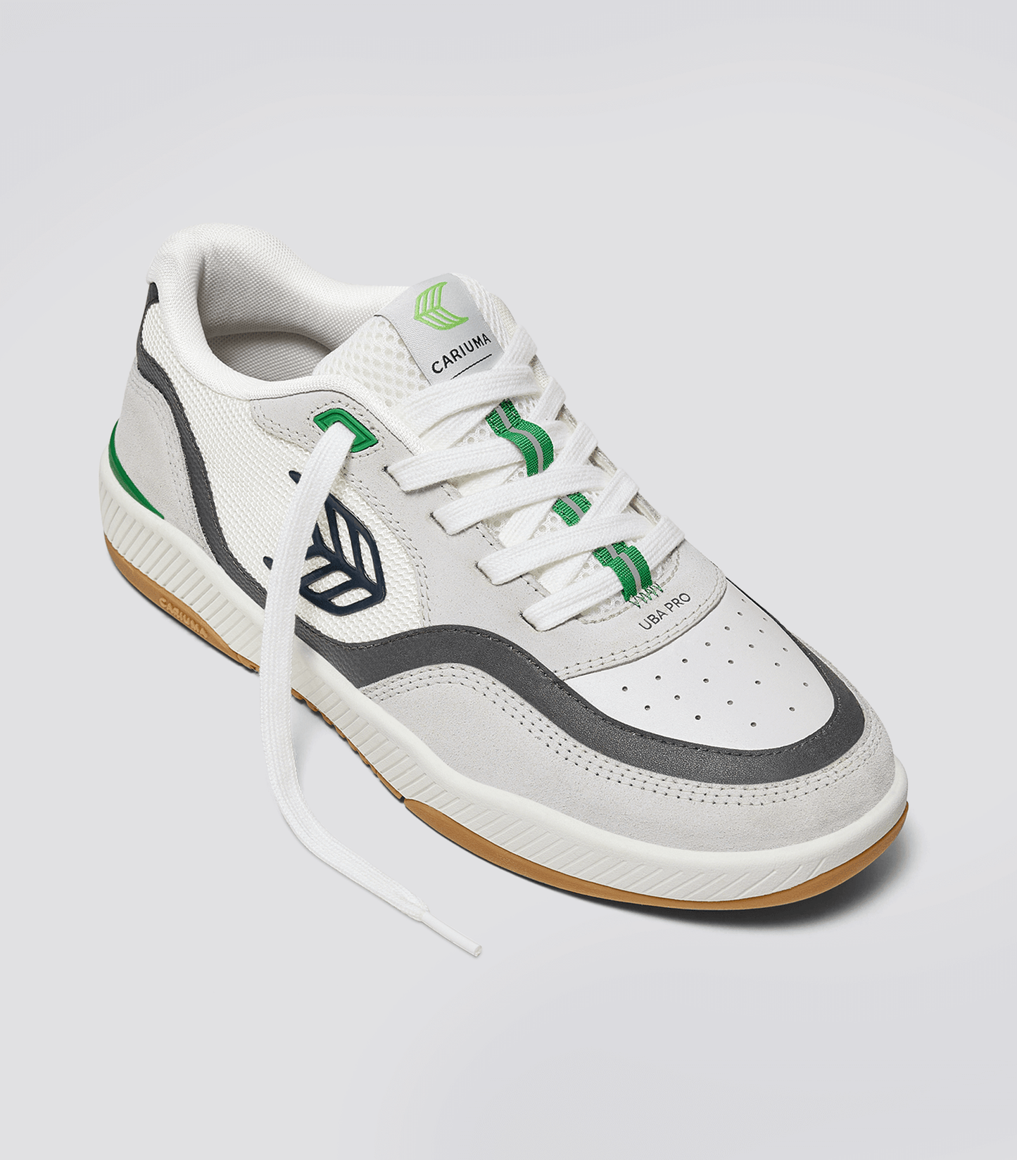 UBA PRO Smoke White Suede Off-White Mesh Black Logo Green Sneaker Women