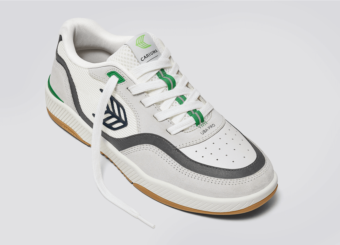 UBA PRO Smoke White Suede Off-White Mesh Black Logo Green Sneaker Women