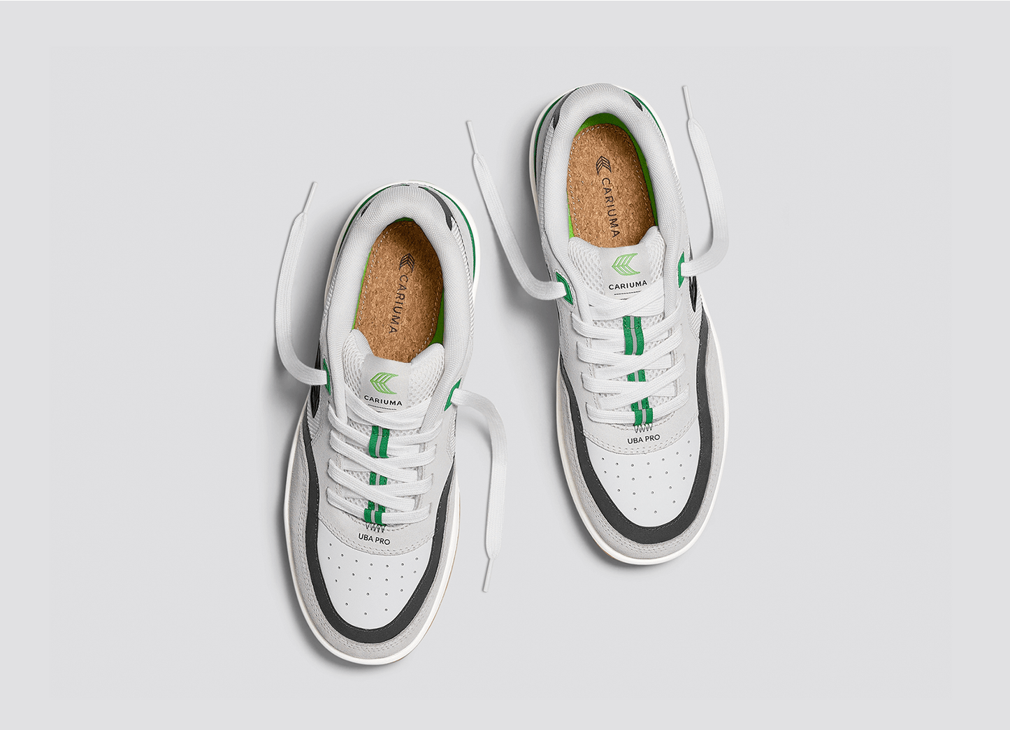 UBA PRO Smoke White Suede Off-White Mesh Black Logo Green Sneaker Women