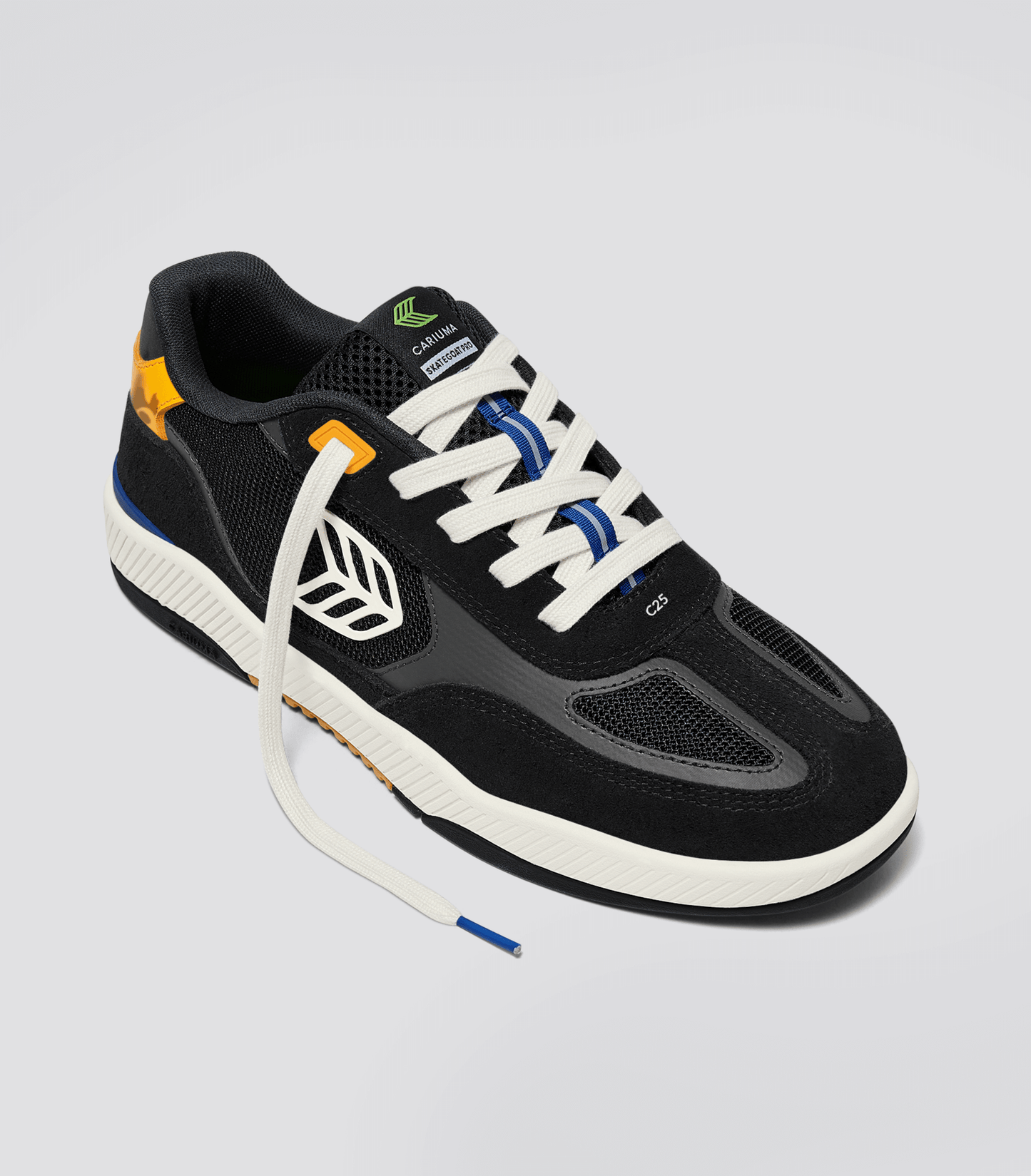 Skategoat C25 PRO Black Suede and Mesh Ivory Logo Yellow Sneaker Women