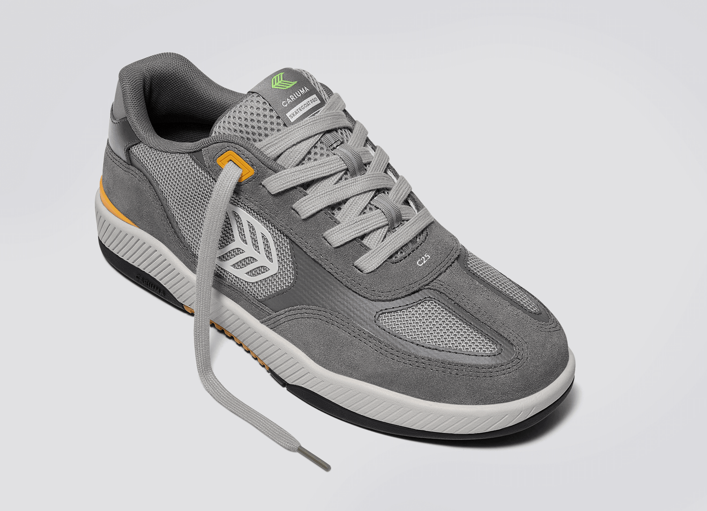 Skategoat C25 PRO Charcoal Grey Suede Light Grey Mesh Ice Logo Yellow Sneaker Men
