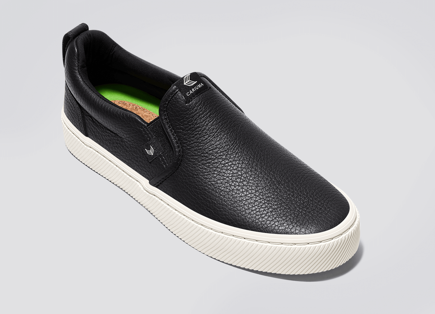 SLIP-ON ブラック プレミアムレザー スニーカー メンズ