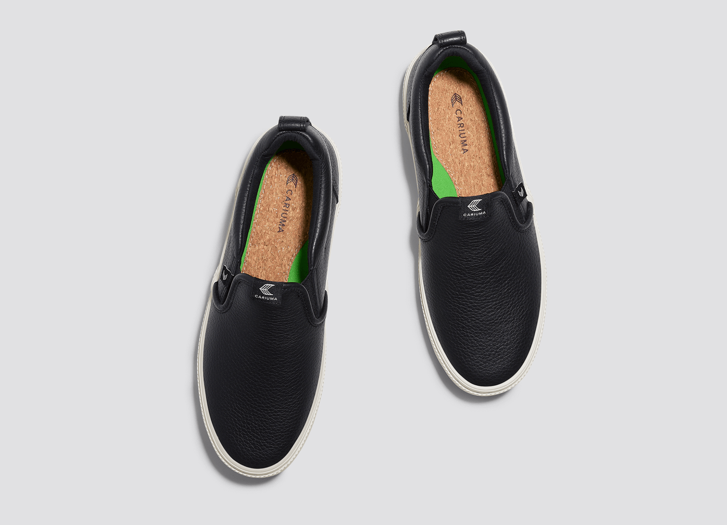SLIP-ON ブラック プレミアムレザー スニーカー メンズ