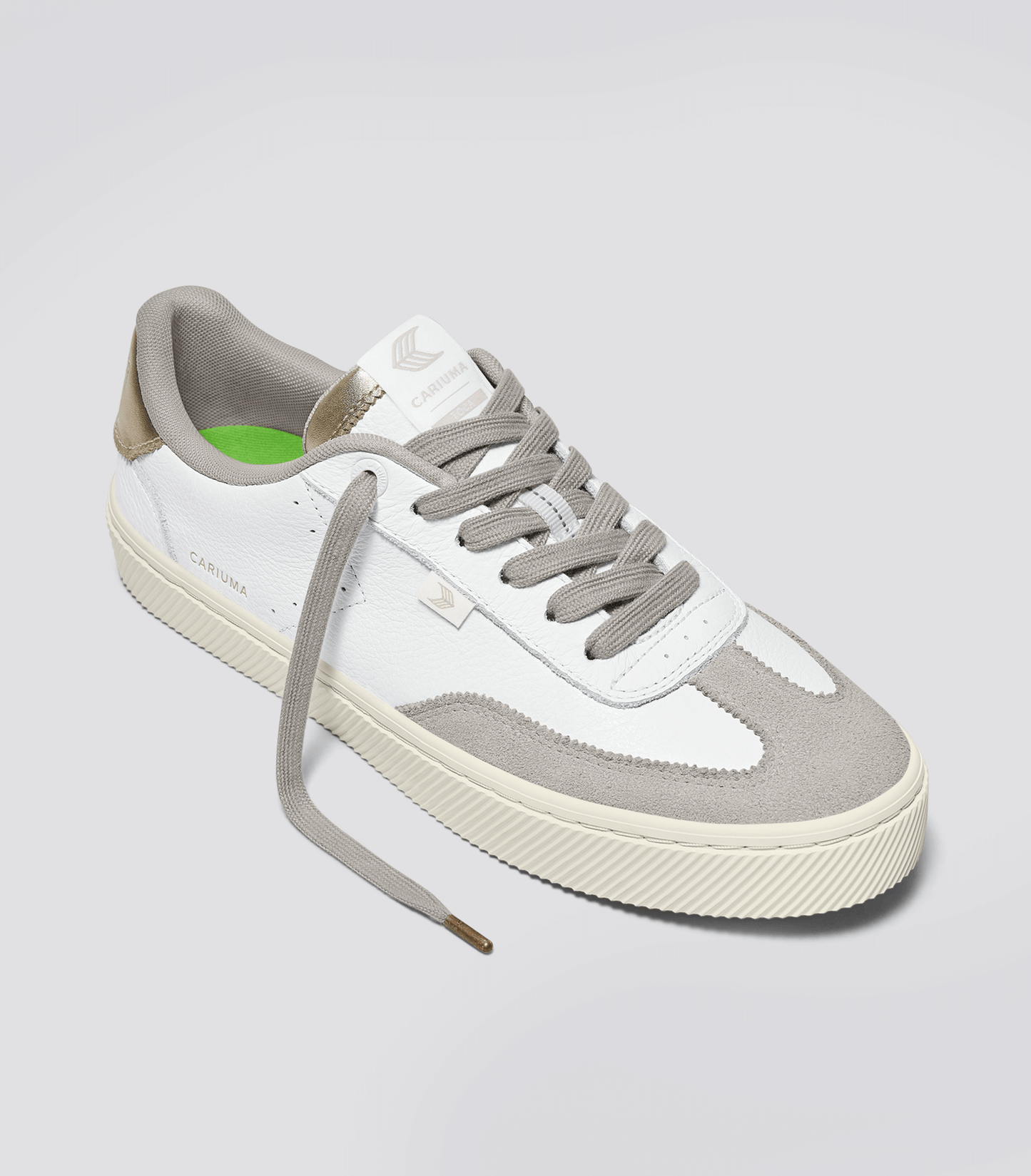 TOCA White Premium Leather Vintage White Suede Metallic Gold Sneaker Men