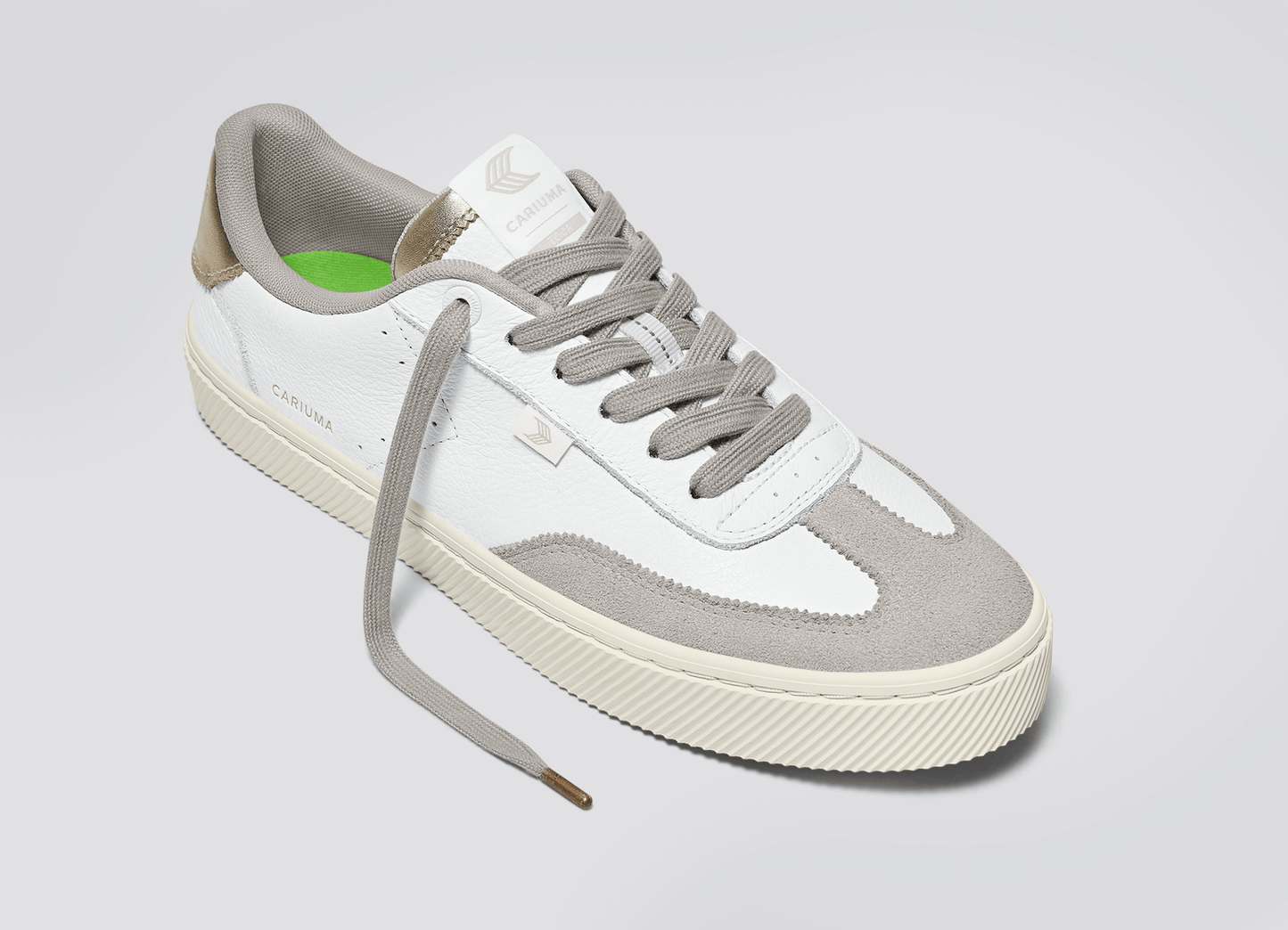 TOCA White Premium Leather Vintage White Suede Metallic Gold Sneaker Men
