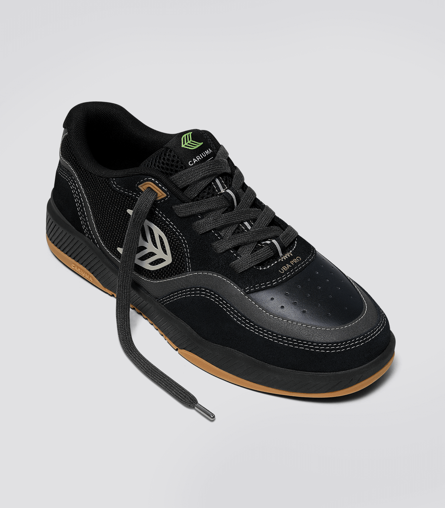 UBA PRO Black Suede and Mesh Silver Cloud Logo Sneaker Women