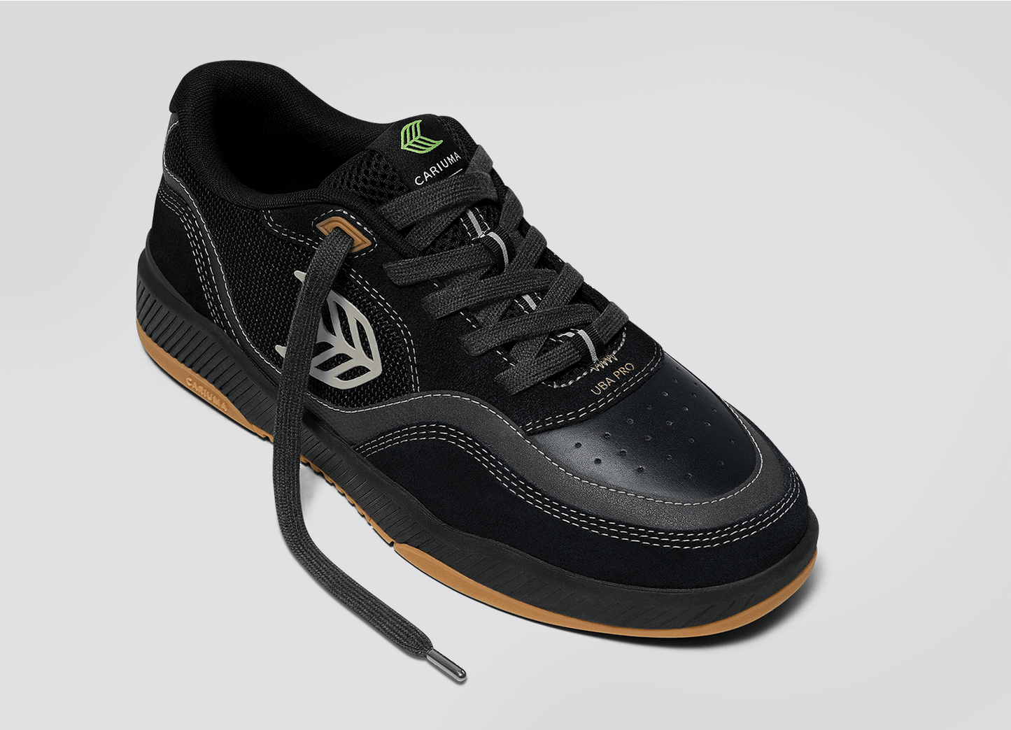 UBA PRO Black Suede and Mesh Silver Cloud Logo Sneaker Women