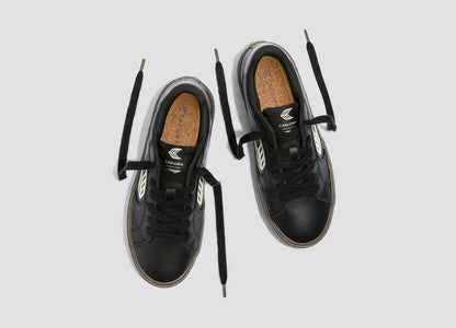 SALVAS Teak Black Leather Ivory Logo Sneaker Women