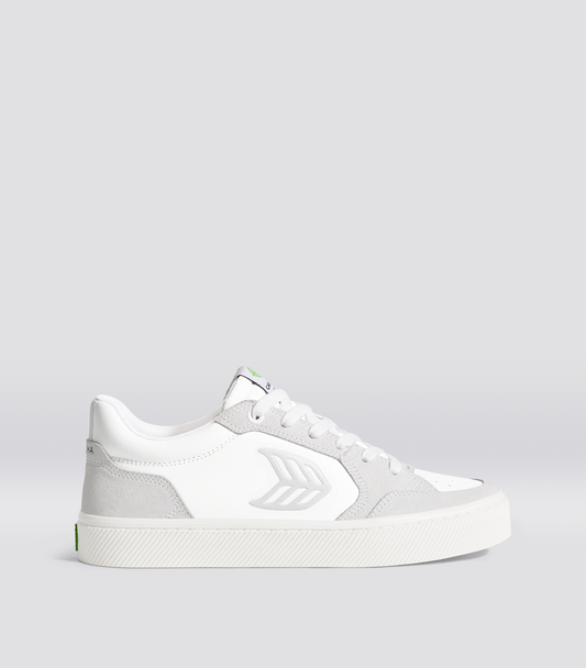 VALLELY White Leather Smoke White Suede Ice Logo Sneaker Men