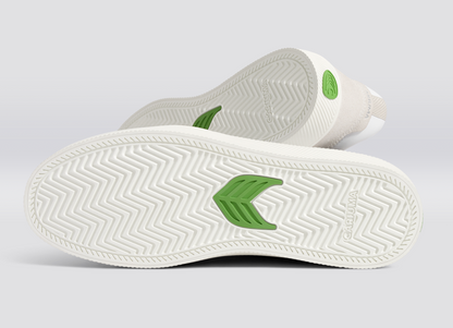 VALLELY White Leather Smoke White Suede Silver Logo Sneaker Women
