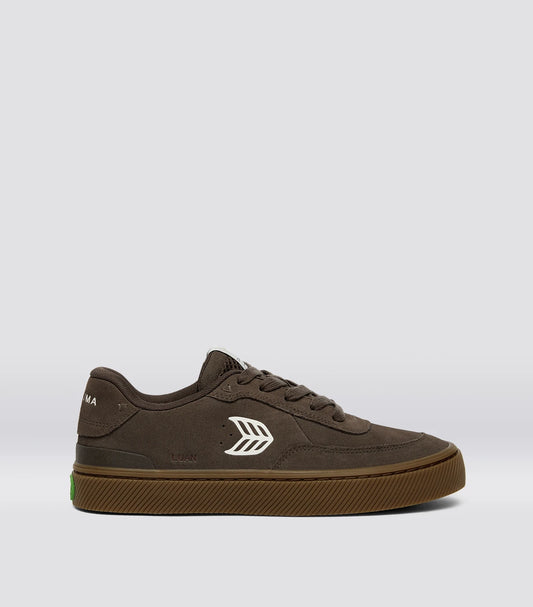 LUAN PRO Dark Gum Teak Suede Ivory Logo Sneaker Women