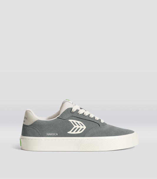 NAIOCA Charcoal Grey Suede Ivory Logo Sneaker Men