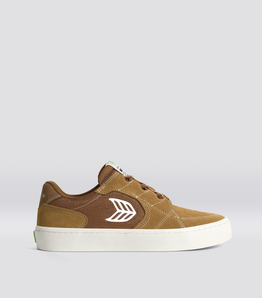 T20 PRO Camel Suede and Mesh Ivory Logo Sneaker Men