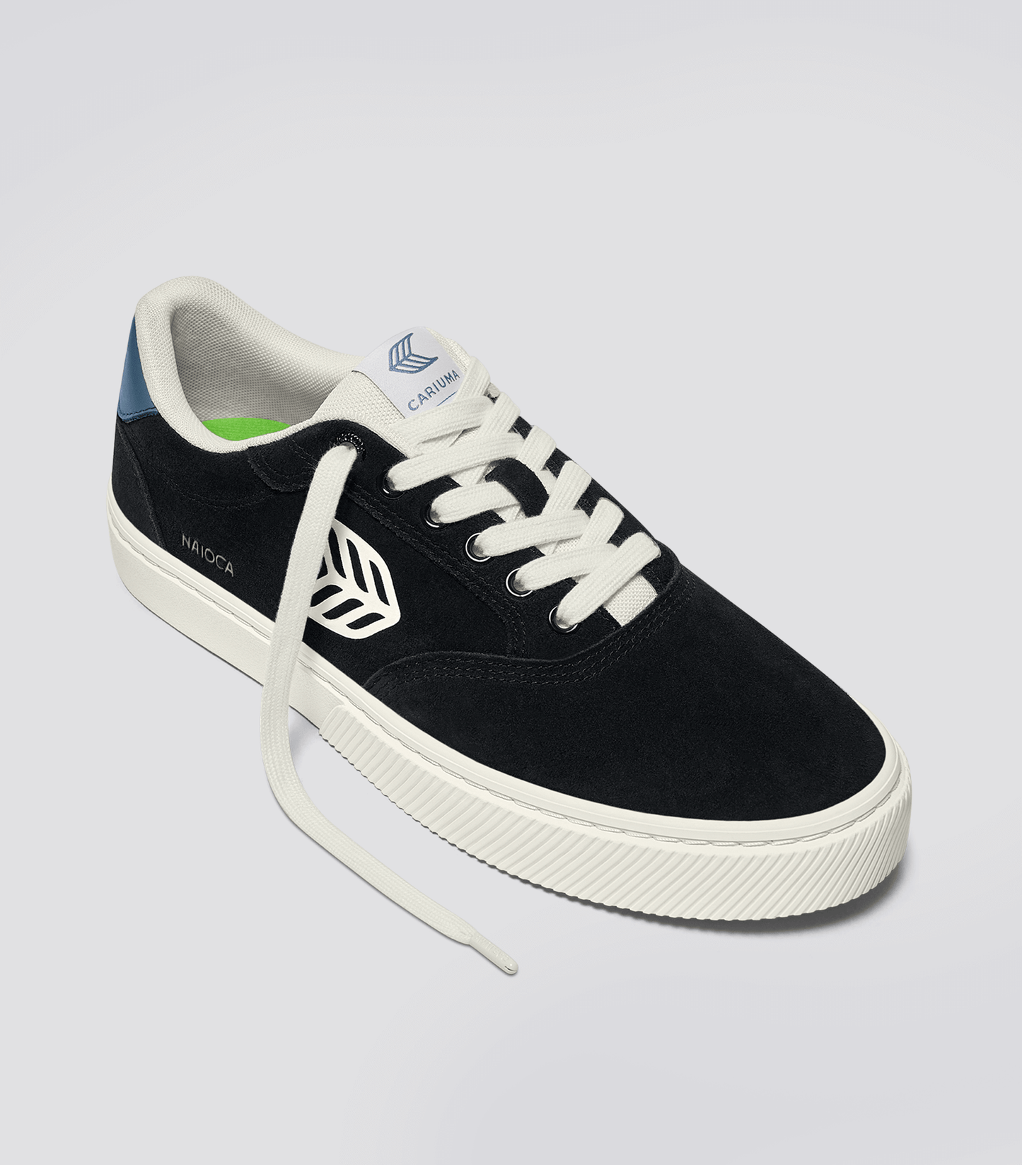 NAIOCA Black Suede Ivory Logo Washed Blue Sneaker Men