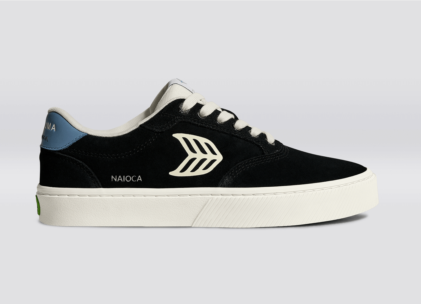 NAIOCA Black Suede Ivory Logo Washed Blue Sneaker Men