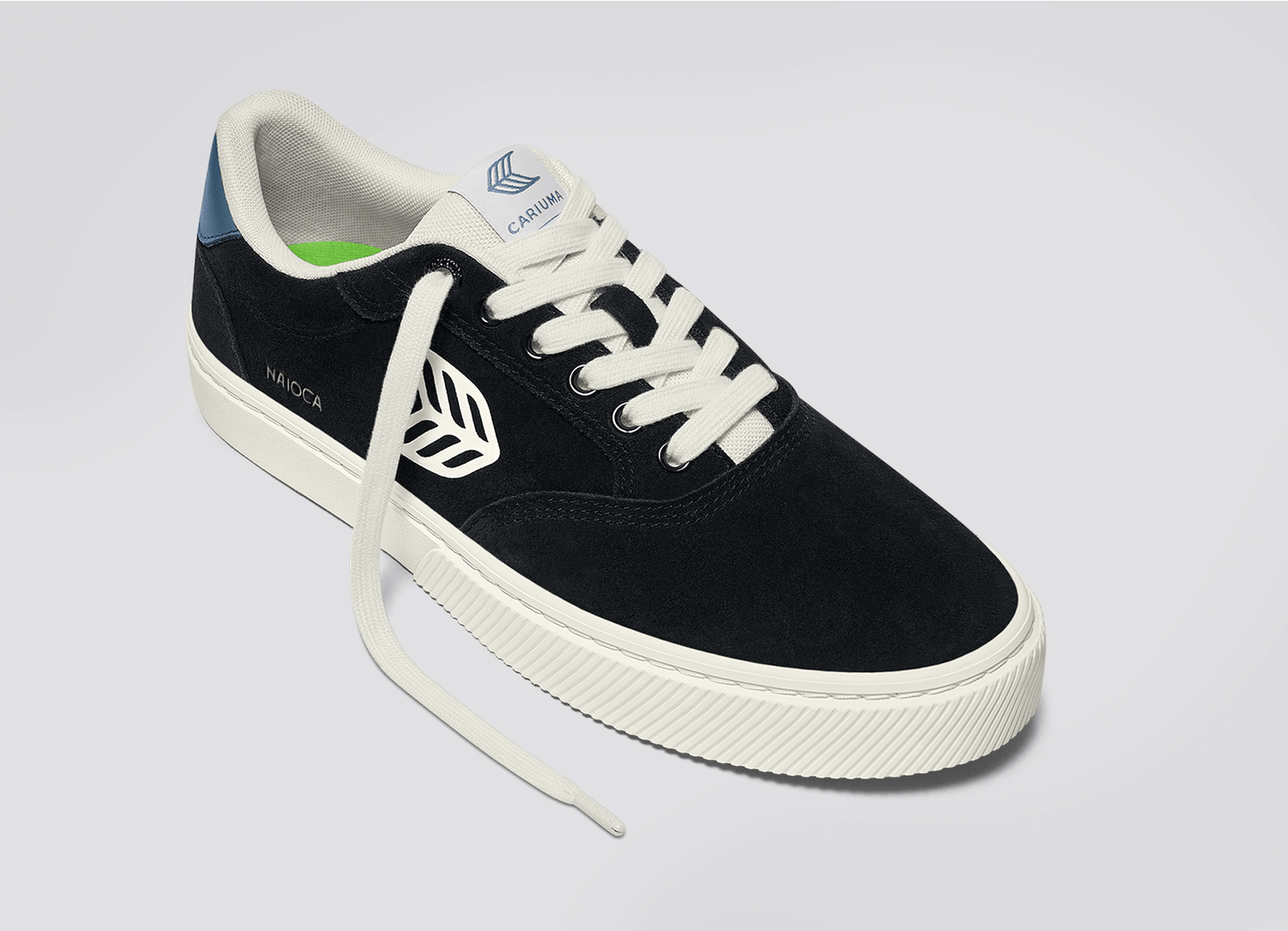 NAIOCA Black Suede Ivory Logo Washed Blue Sneaker Men