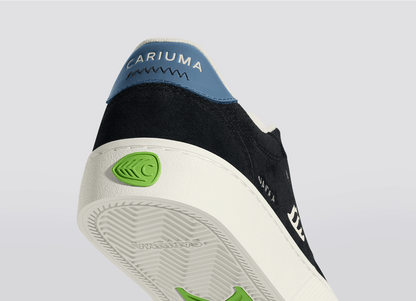 NAIOCA Black Suede Ivory Logo Washed Blue Sneaker Men