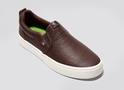 SLIP-ON ブラウン プレミアムレザー スニーカー ウィメンズ