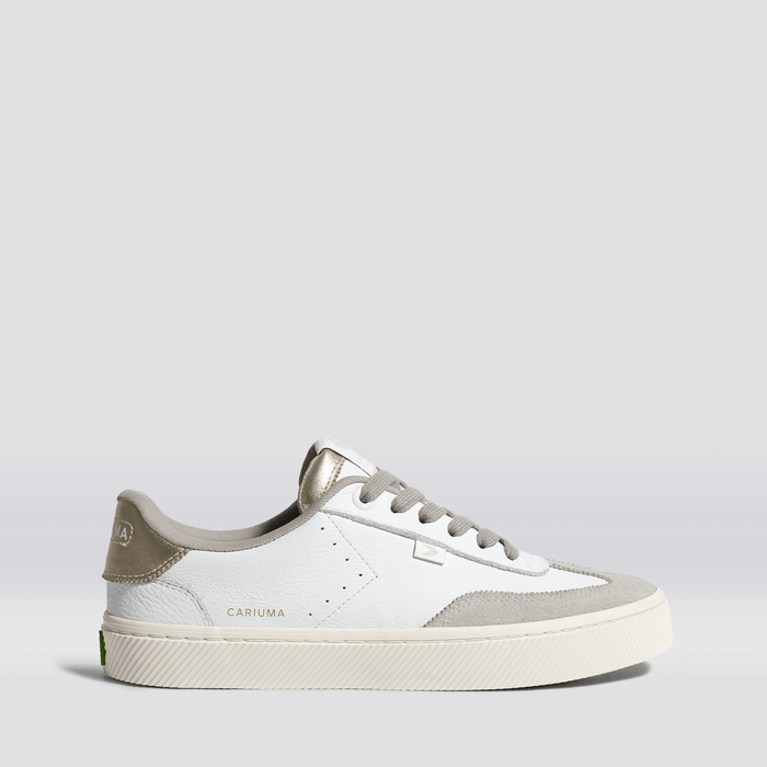 TOCA White Premium Leather Vintage White Suede Metallic Gold Sneaker Men